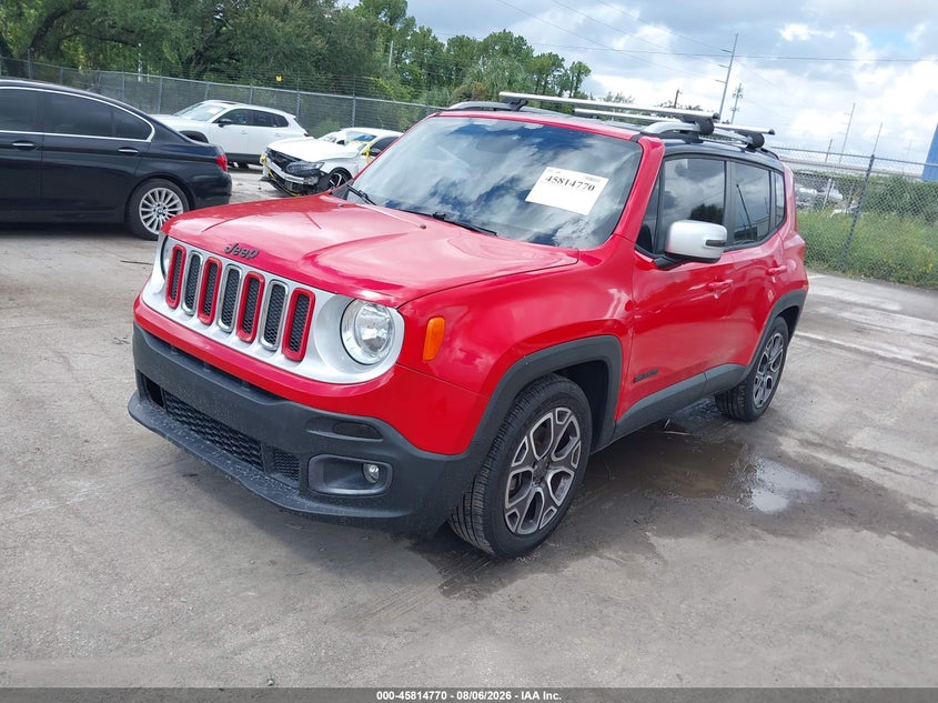 Vin: zaccjadt0gpc85078, lot: 46313616, jeep renegade limited 20162
