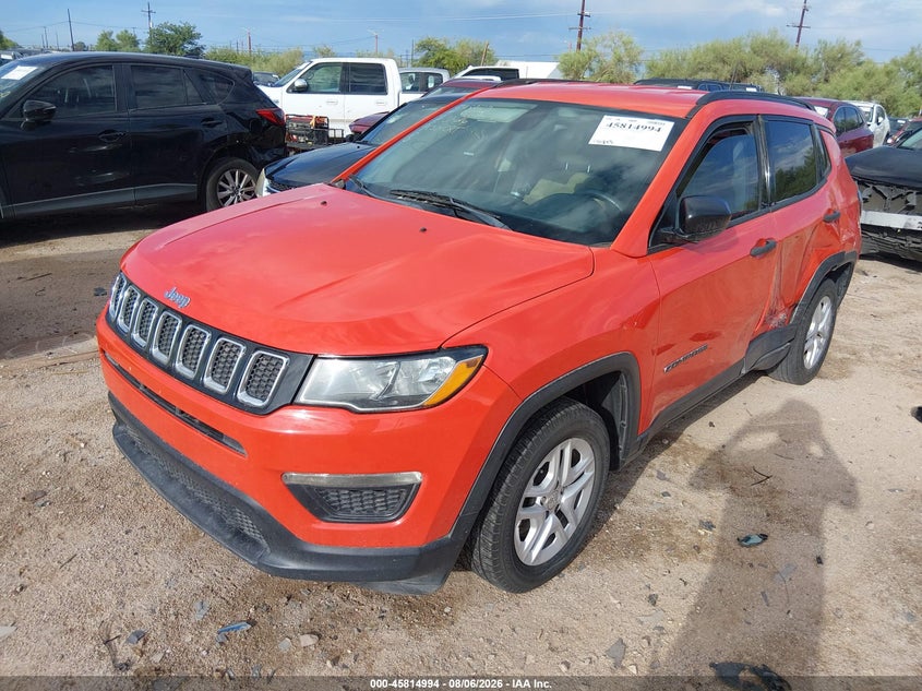 Vin: 3c4njcab9jt301777, lot: 46313840, jeep compass sport fwd 20182