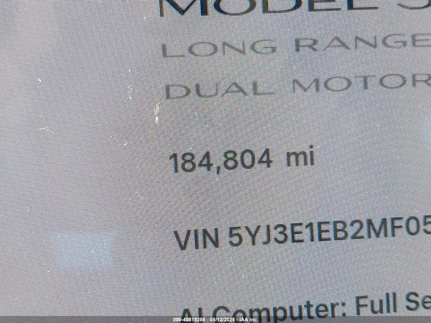 TESLA MODEL 3 2021 VIN 5YJ3E1EB2MF056706