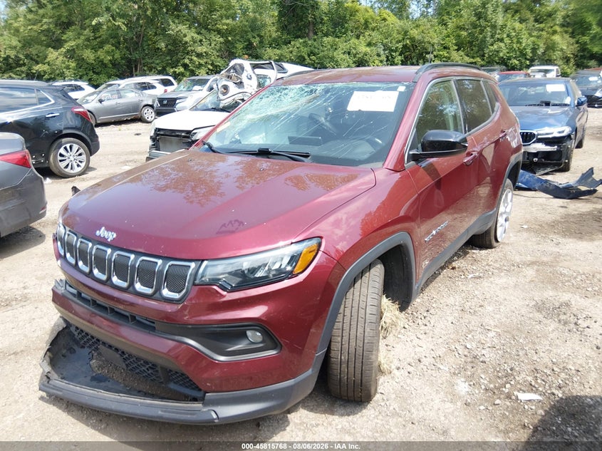 Vin: 3c4njdfb8nt207099, lot: 46314649, jeep compass latitude lux 4x4 20222