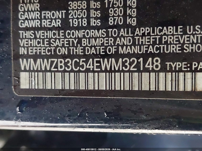 MINI COUNTRYMAN 2014 VIN WMWZB3C54EWM32148