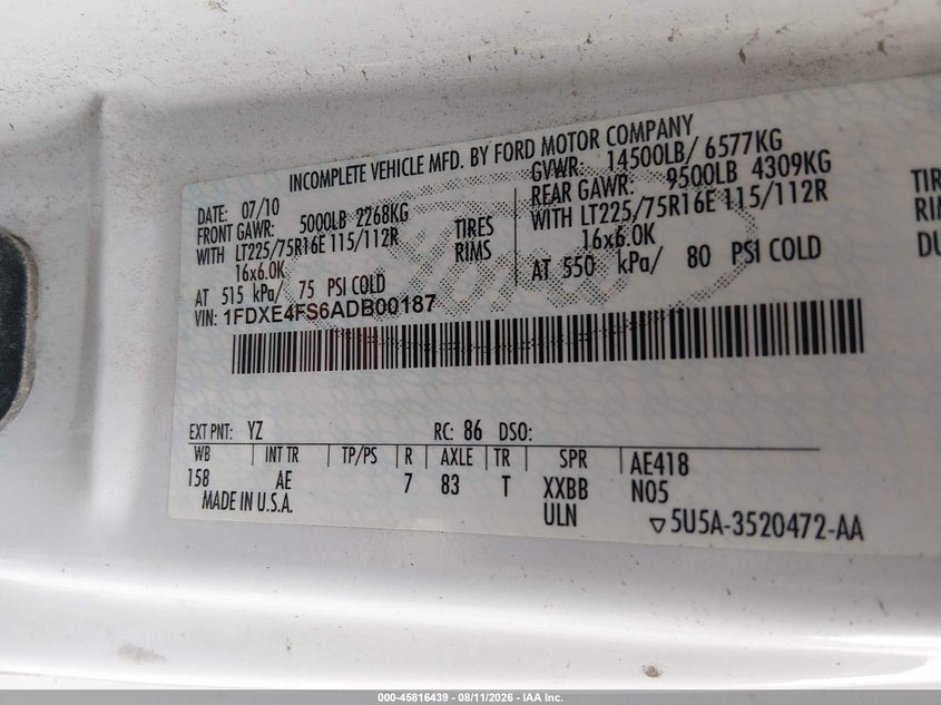 2010 FORD E-450 CUTAWAY auction photo 8