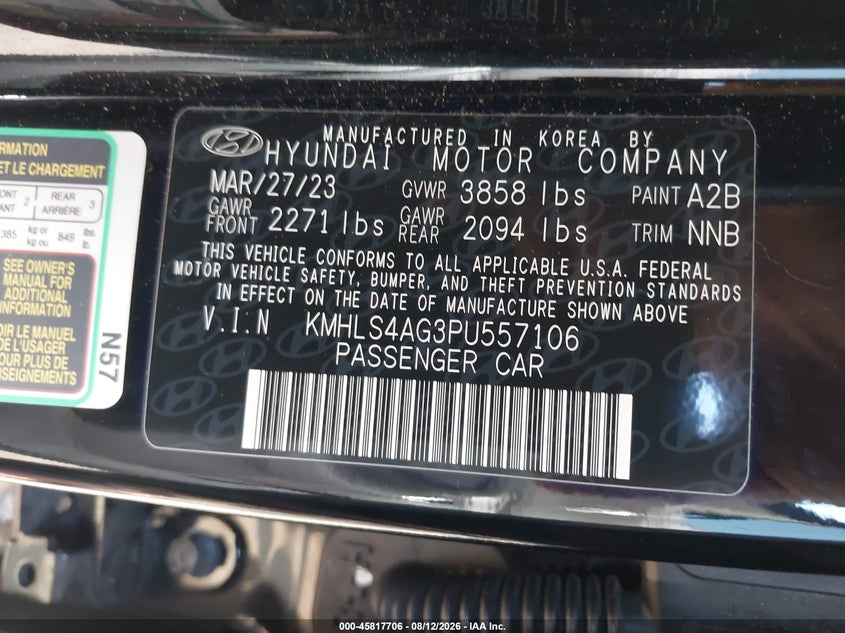 2023 Hyundai Elantra(VIN: KMHLS4AG3PU557106