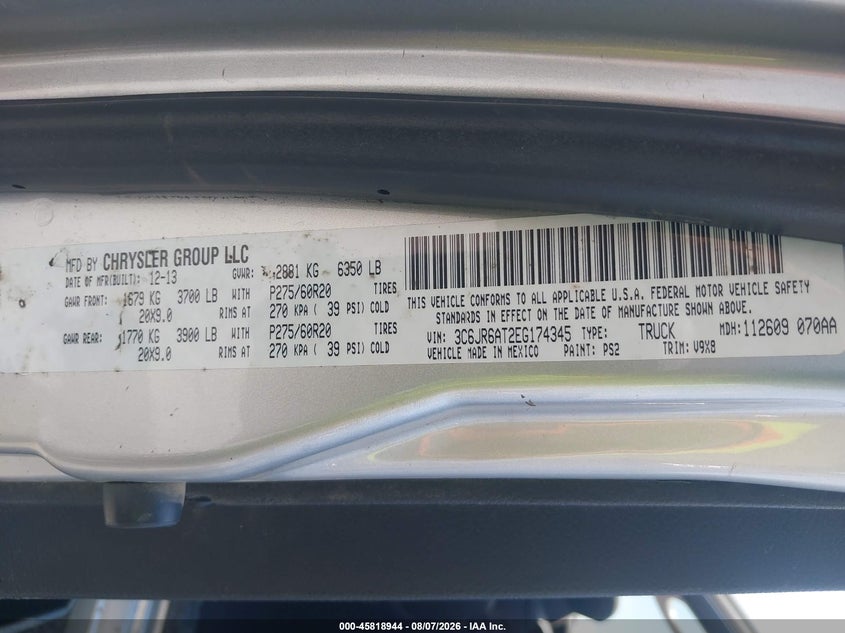 2014 RAM 1500 TRUCK 5.7L V-8 VVT, 395HP