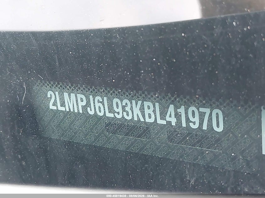 LINCOLN NAUTILUS 2019 VIN 2LMPJ6L93KBL41970