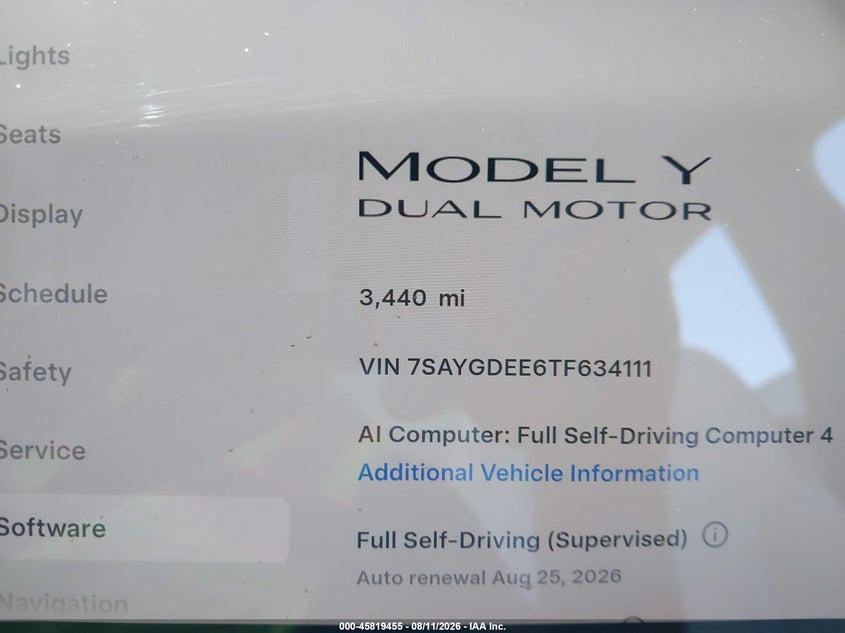 2026 Tesla Model Y(VIN: 7SAYGDEE6TF634111