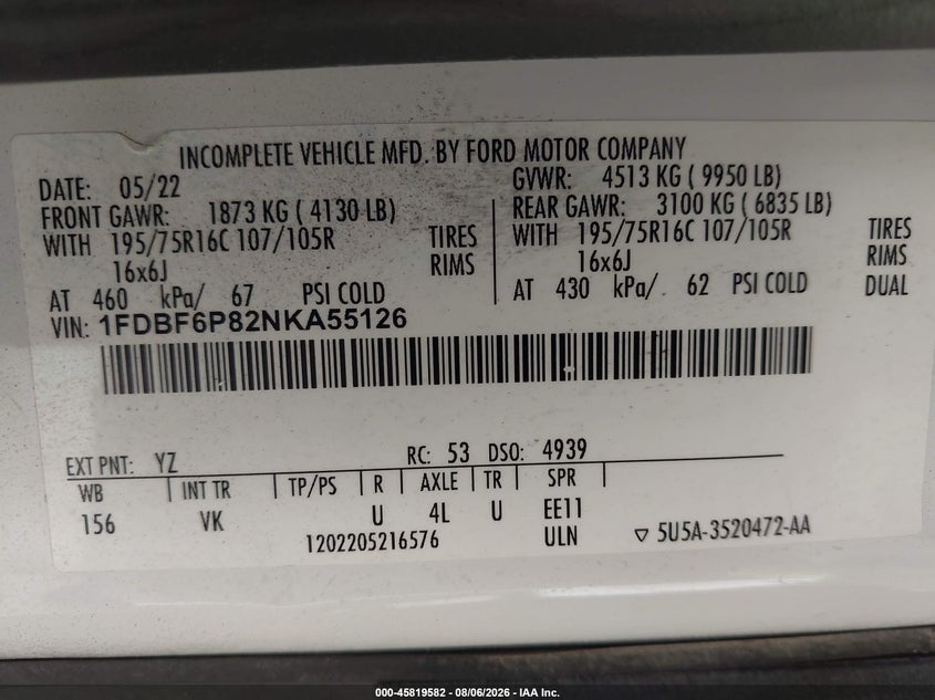 2022 FORD TRANSIT-350 CUTAWAY auction photo 8