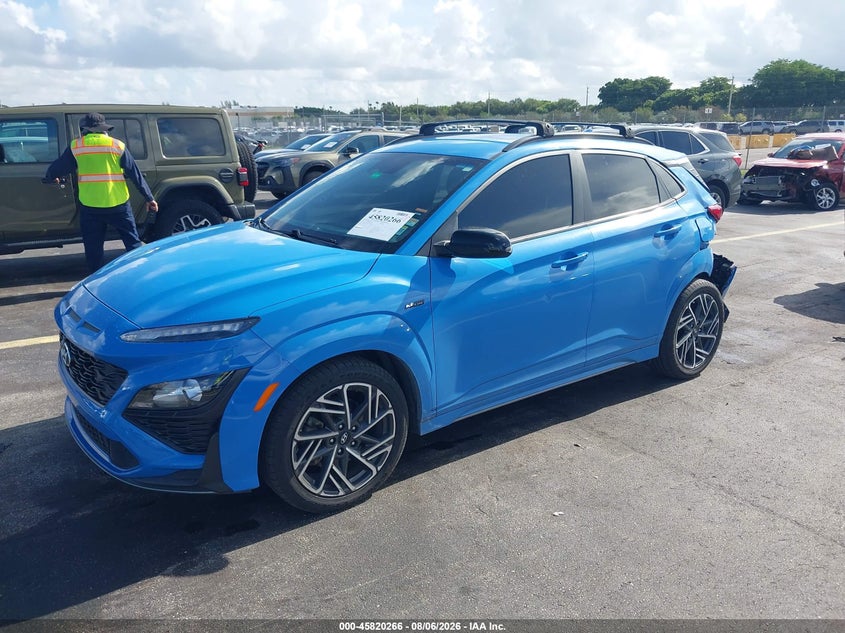 Vin: km8k33a32nu837788, lot: 46319147, hyundai kona n line 20222