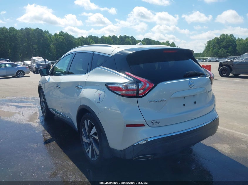 Vin: 5n1az2mg9fn231967, lot: 46319204, nissan murano platinum 20153