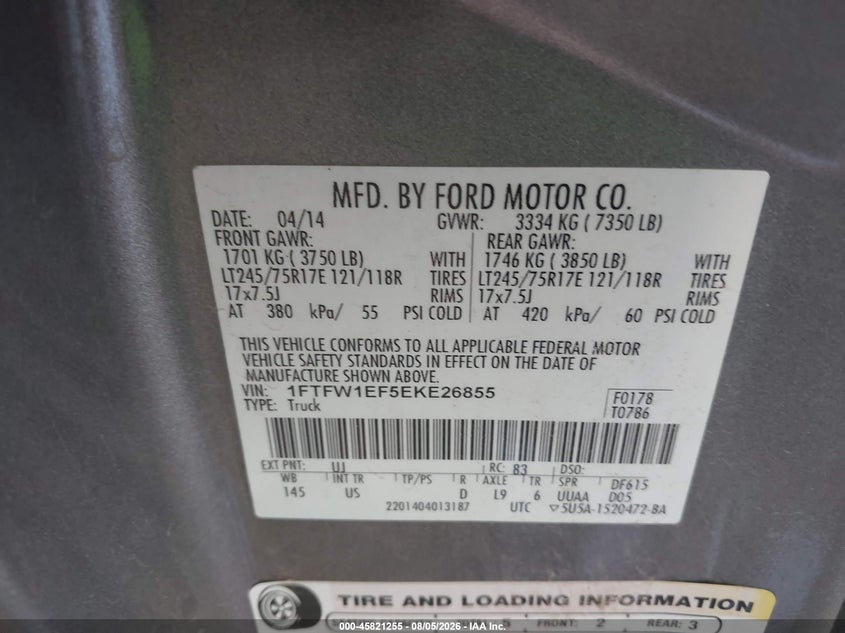 2014 FORD F-150 PICKUP 5.0L V-8 DOHC, VVT, 360HP