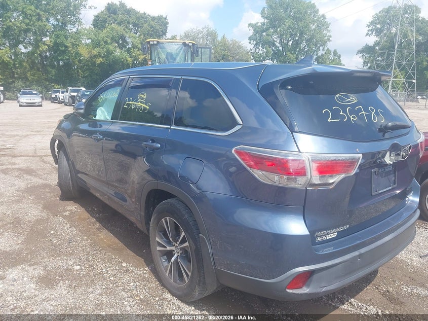 Vin: 5tdjkrfh2gs236785, lot: 46320143, toyota highlander xle v6 20163