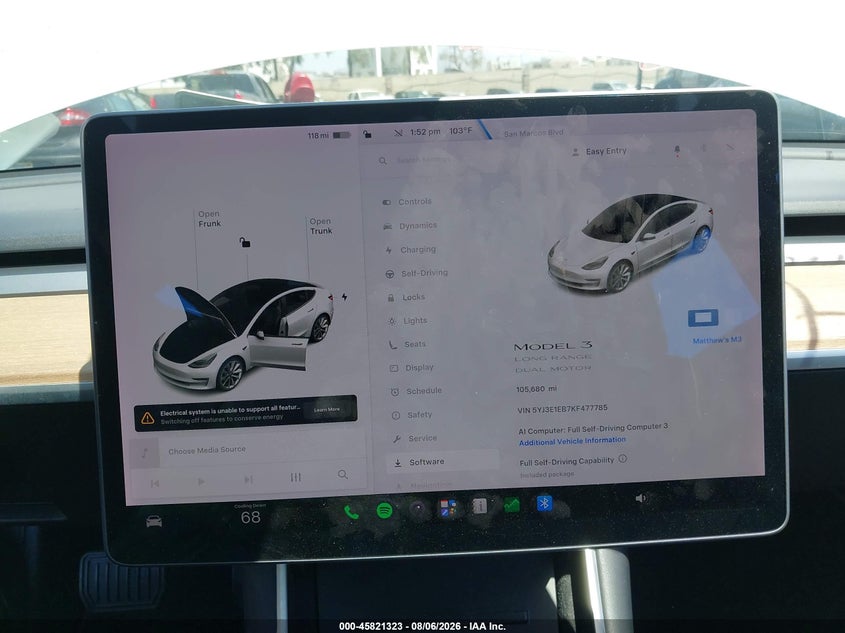 TESLA MODEL 3 2019 VIN 5YJ3E1EB7KF477785