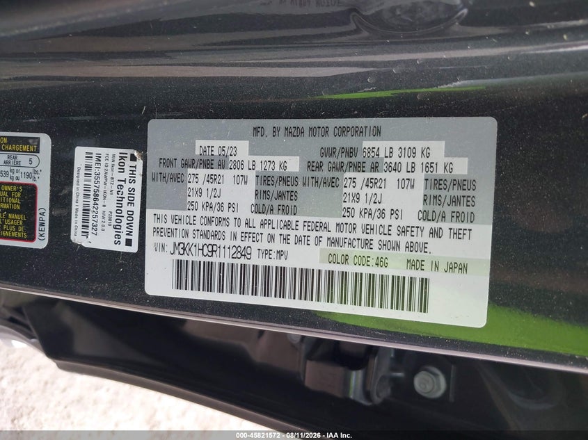 MAZDA CX-90 2024 VIN JM3KK1HC9R1112849