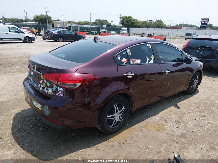 Vin: 3kpfk4a70he047345, lot: 46321417, kia forte lx 20174