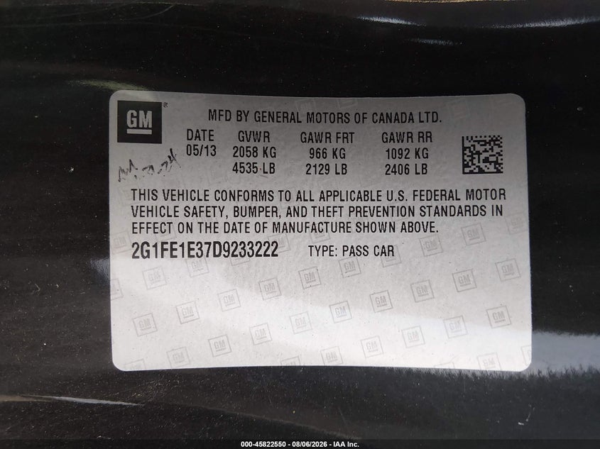 2013 CHEVROLET CAMARO COUPE 3.6L V-6 DI, DOHC, VVT, 323HP
