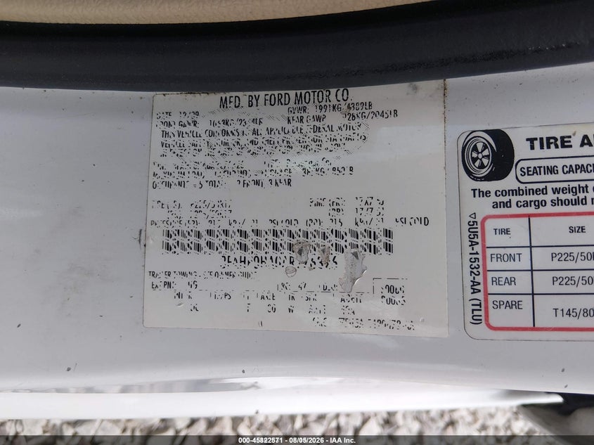 FORD FUSION 2010 VIN 3FAHP0HA0AR276326