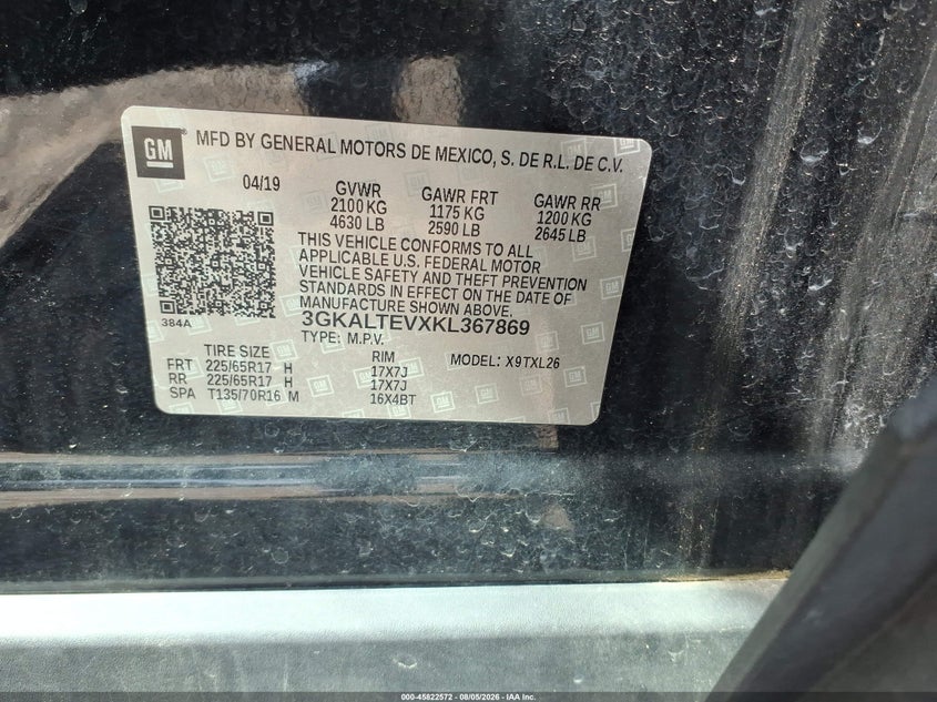 GMC TERRAIN 2019 VIN 3GKALTEVXKL367869