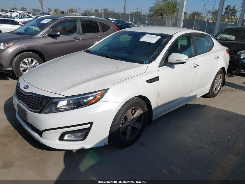 Vin: knagm4a78f5662763, lot: 46321821, kia optima lx 20152