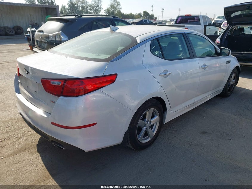 Vin: knagm4a78f5662763, lot: 46321821, kia optima lx 20154
