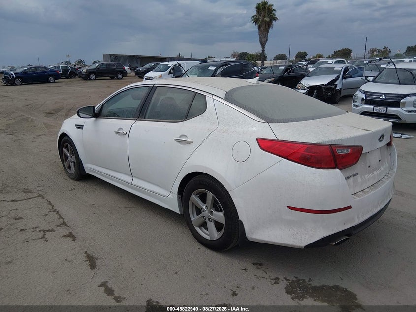 Vin: knagm4a78f5662763, lot: 46321821, kia optima lx 20153