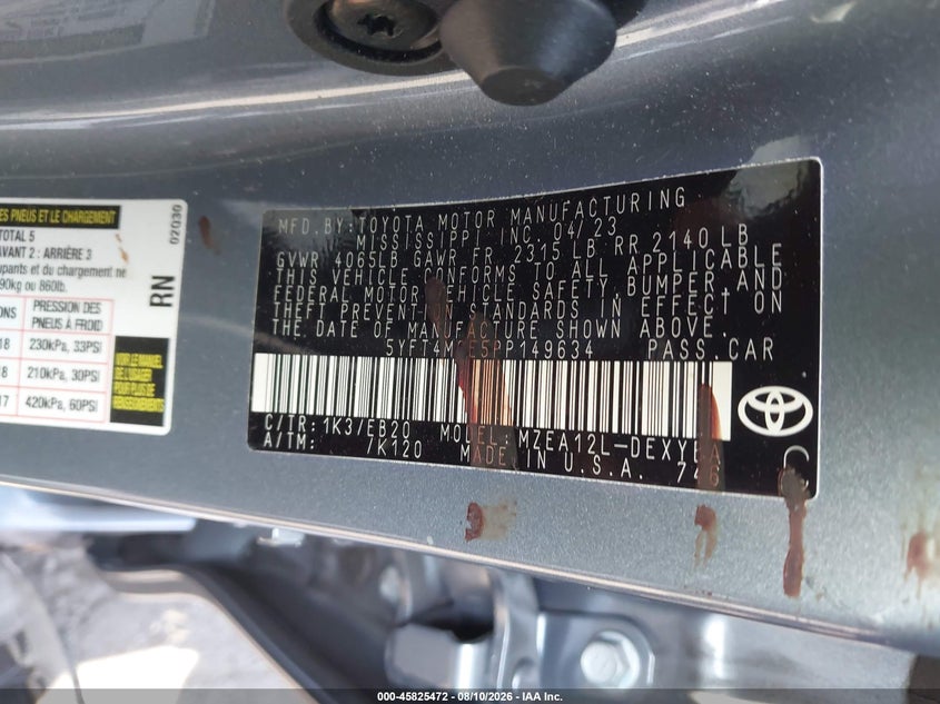 2023 TOYOTA COROLLA SEDAN 2.0L I-4 DI, DOHC, VVT, REGULAR , 169HP
