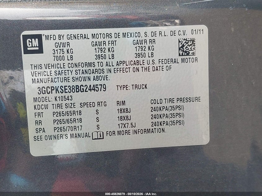 2011 CHEVROLET SILVERADO TRUCK 5.3L V-8 VVT, 315HP