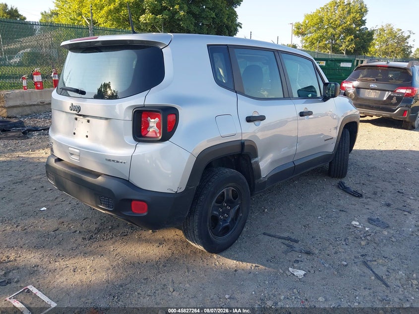 Vin: zaccjbah7jph36911, lot: 46326165, jeep renegade sport 4x4 20184