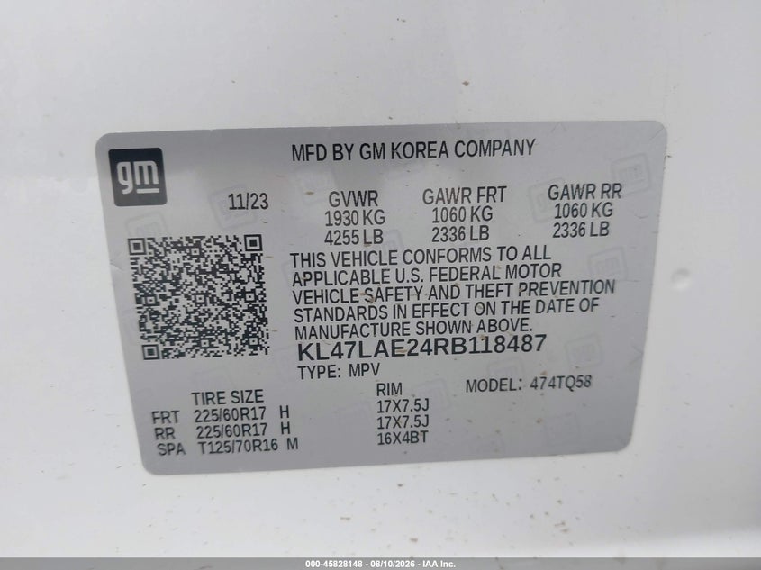 BUICK ENVISTA 2024 VIN KL47LAE24RB118487