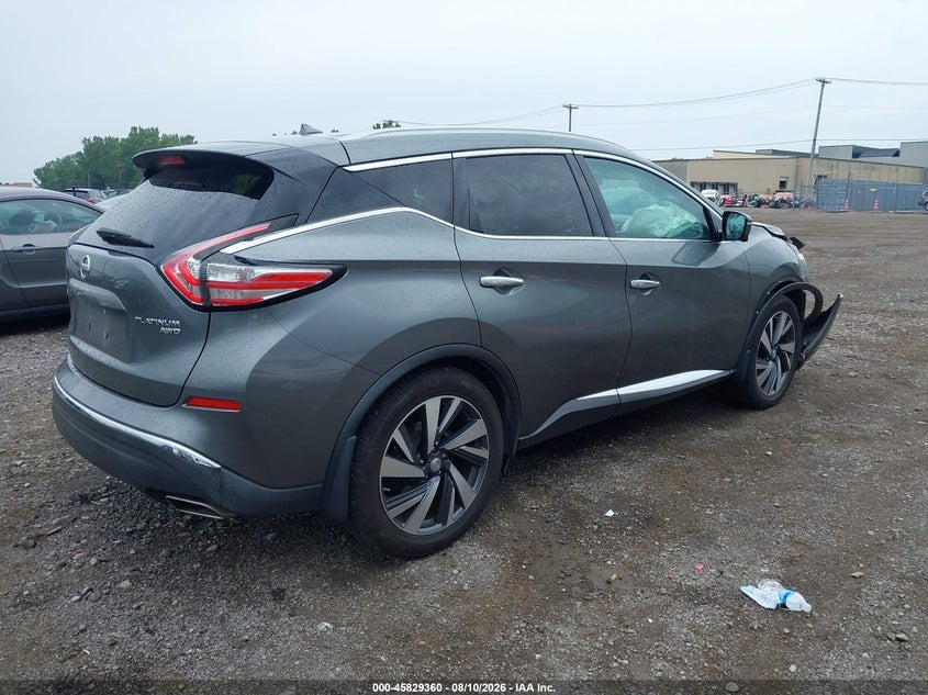 Vin: 5n1az2mh7fn280822, lot: 46328261, nissan murano platinum 20154