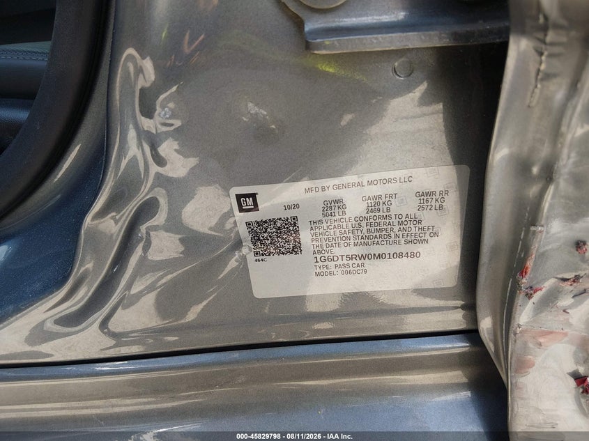 CADILLAC CT5 2021 VIN 1G6DT5RW0M0108480