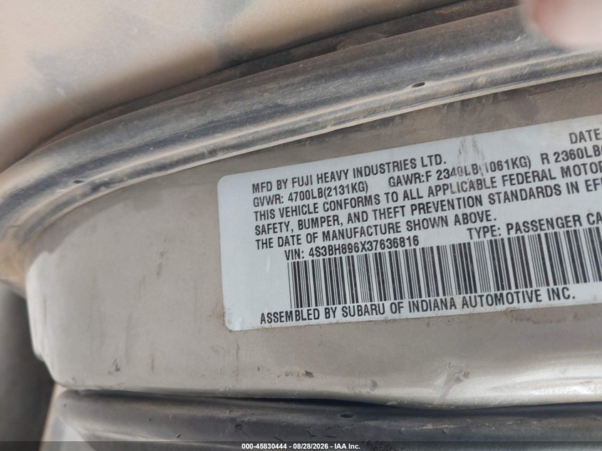2004 SUBARU OUTBACK WAGON 3.0L H-6 DOHC, 212HP