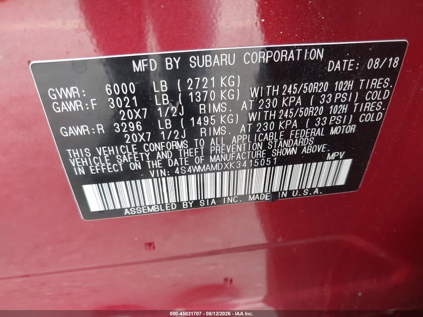 2019 SUBARU ASCENT LIMITED · Фото 9