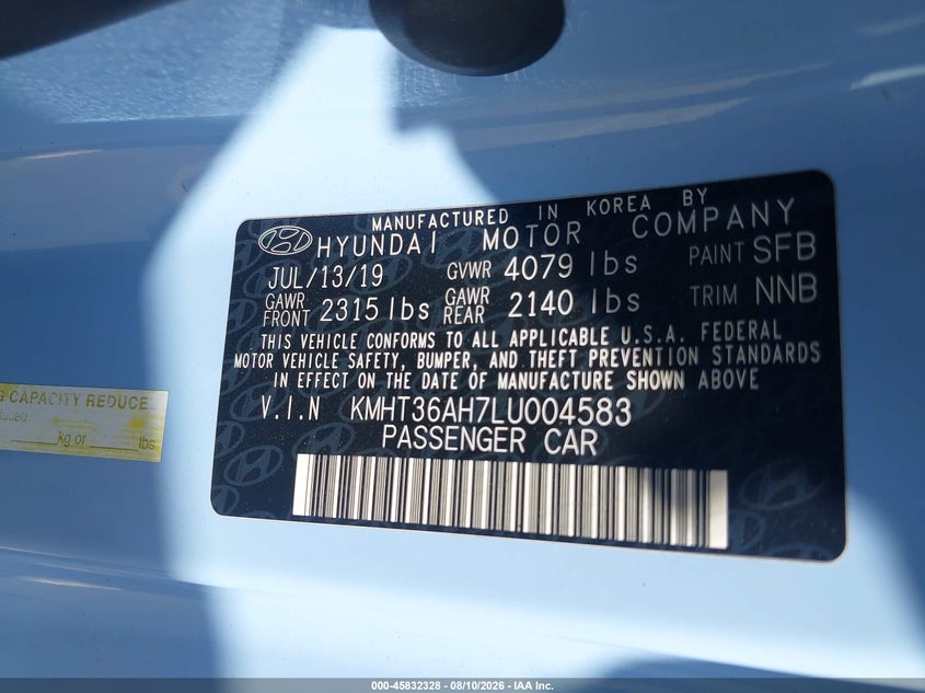 HYUNDAI VELOSTER N 2020 VIN KMHT36AH7LU004583
