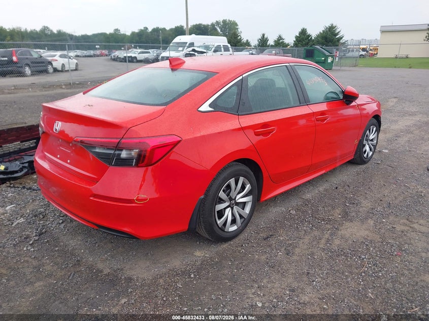 Vin: 2hgfe2f28ph539215, lot: 46331334, honda civic lx 20234