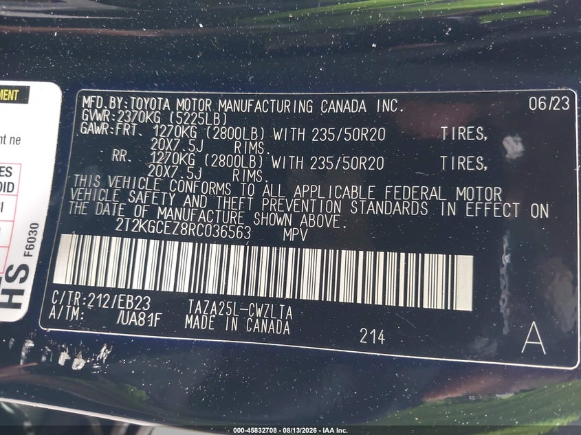 LEXUS NX 350 2024 VIN 2T2KGCEZ8RC036563