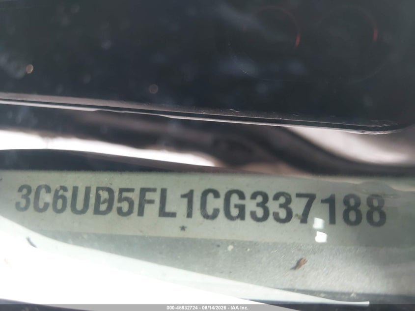 RAM 2500 2012 VIN 3C6UD5FL1CG337188