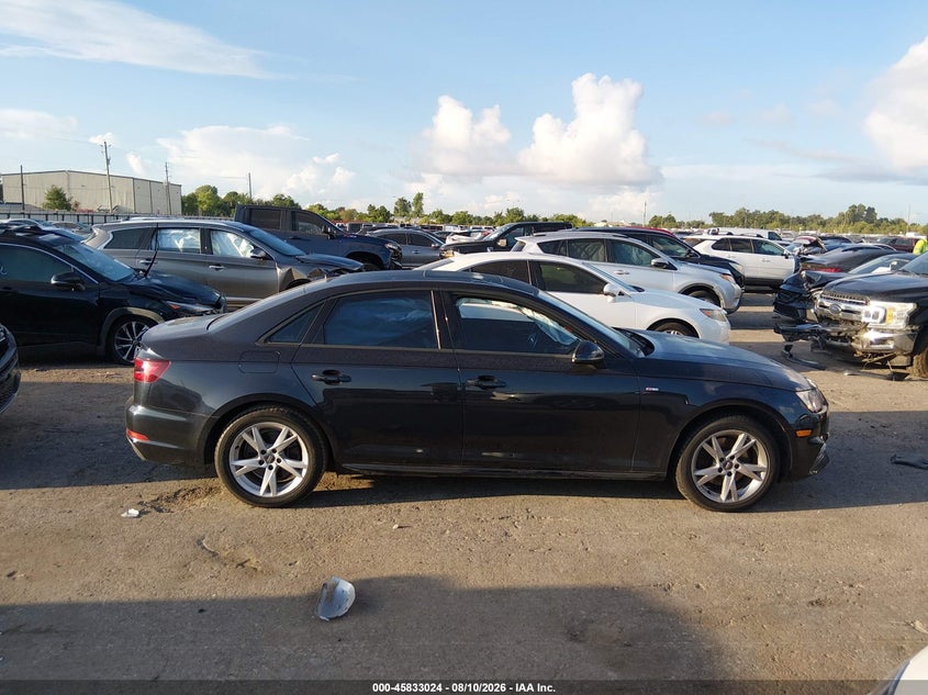 2018 AUDI A4 SEDAN 2.0L I-4 DI, DOHC, VVT, TURBO, 190HP