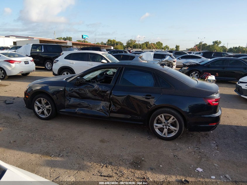 2018 AUDI A4 SEDAN 2.0L I-4 DI, DOHC, VVT, TURBO, 190HP