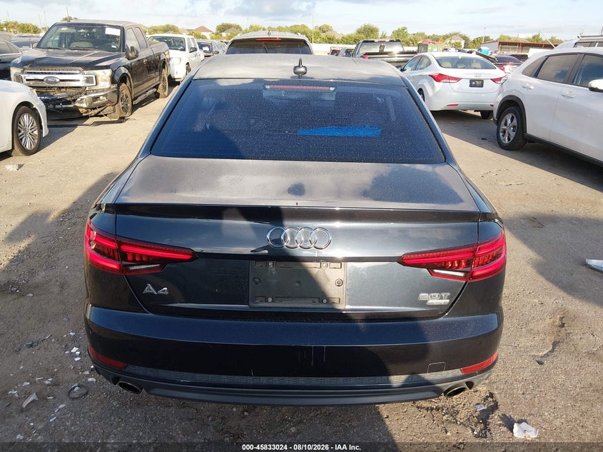 2018 AUDI A4 SEDAN 2.0L I-4 DI, DOHC, VVT, TURBO, 190HP