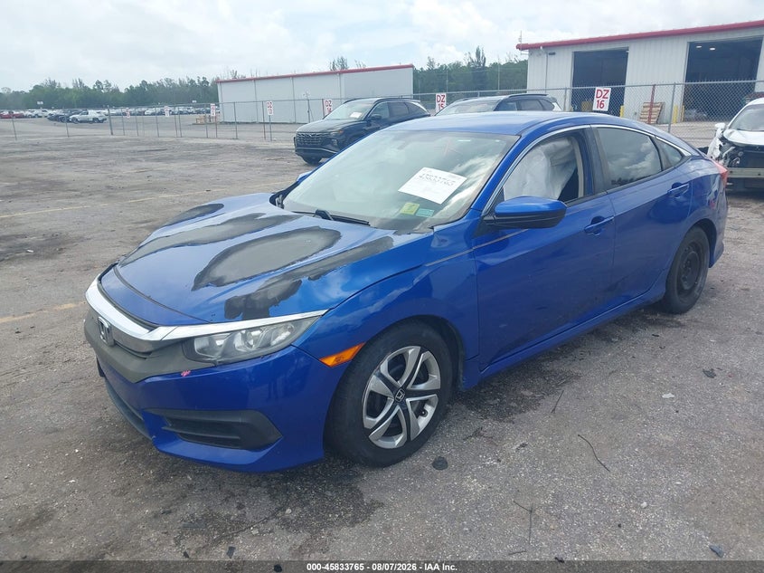 Vin: 19xfc2f52je010988, lot: 46332666, honda civic lx 20182