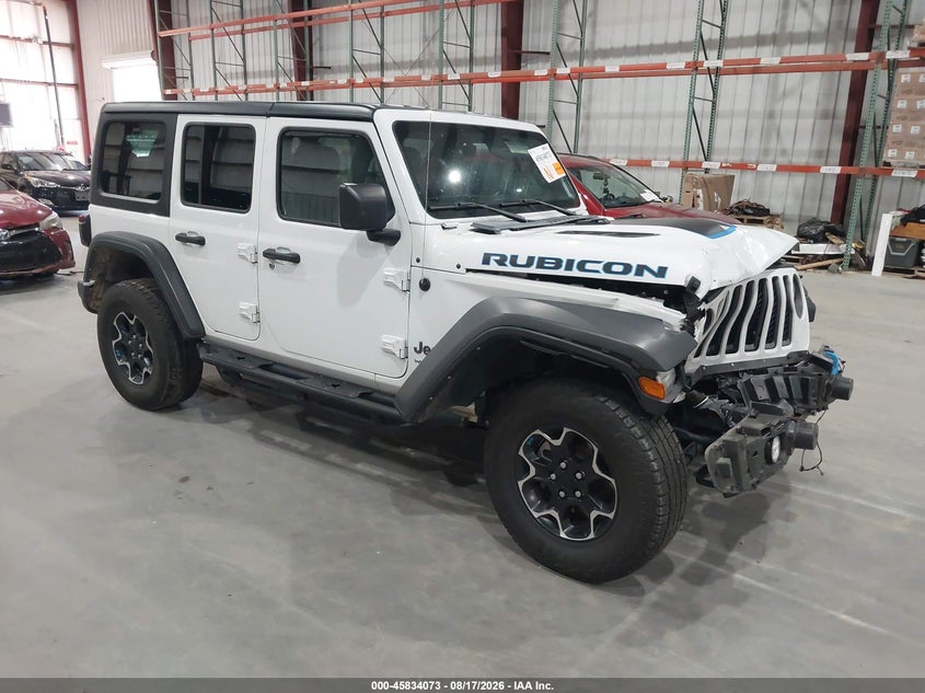 2022 Jeep Wrangler 4Xe Unlimited Rubicon 4X4, Перед, IAAI, VIN 1C4JJXR60NW178707