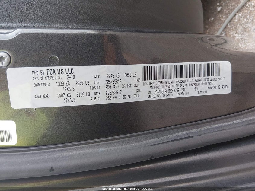 2019 DODGE CARAVAN VAN 3.6L V-6 DOHC, VVT, 283HP