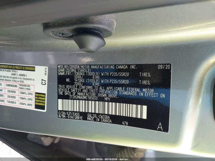 2021 LEXUS RX SPORT UTILITY VEHICLE 3.5L V-6 DI, DOHC, VVT, 295HP