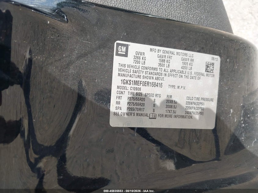 GMC YUKON XL 1500 2014 VIN 1GKS1MEF0ER168416