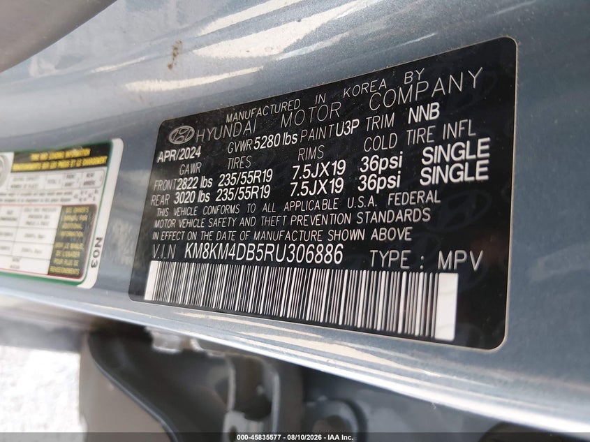 HYUNDAI IONIQ 5 2024 VIN KM8KM4DB5RU306886