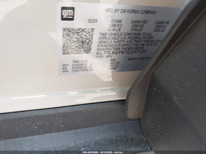 CHEVROLET TRAX 2026 VIN KL77LKEP6TC147124