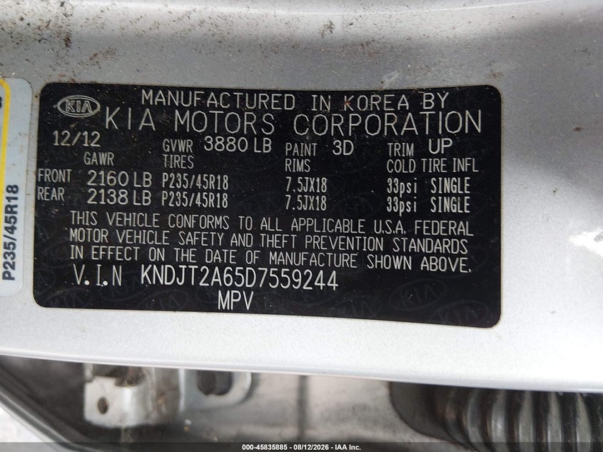 2013 KIA SOUL HATCHBACK 2.0L I-4 DOHC, VVT, 164HP