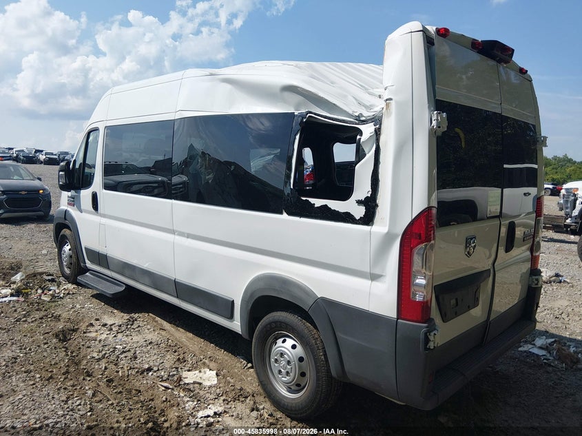 Vin: 3c7wrvpg6je129937, lot: 46334899, ram promaster 2500 window van high roof 159 wb 20183