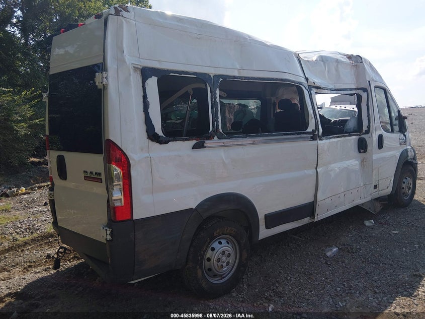 Vin: 3c7wrvpg6je129937, lot: 46334899, ram promaster 2500 window van high roof 159 wb 20184