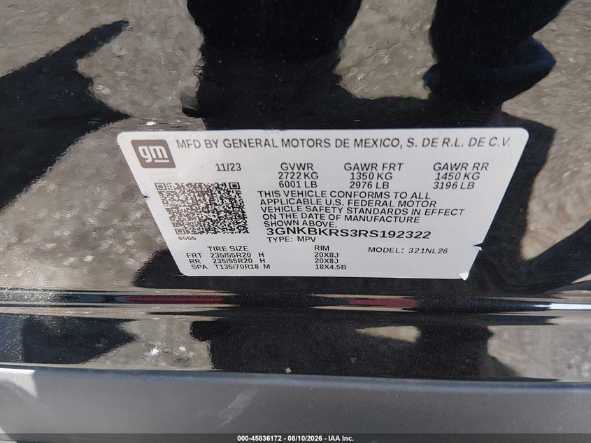 CHEVROLET BLAZER 2024 VIN 3GNKBKRS3RS192322